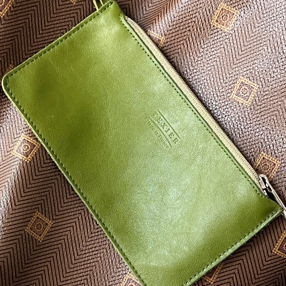 Texier France Leather Retro Avocado Green and Brown Envelope Style Backpack RARE - Picture 13 of 15